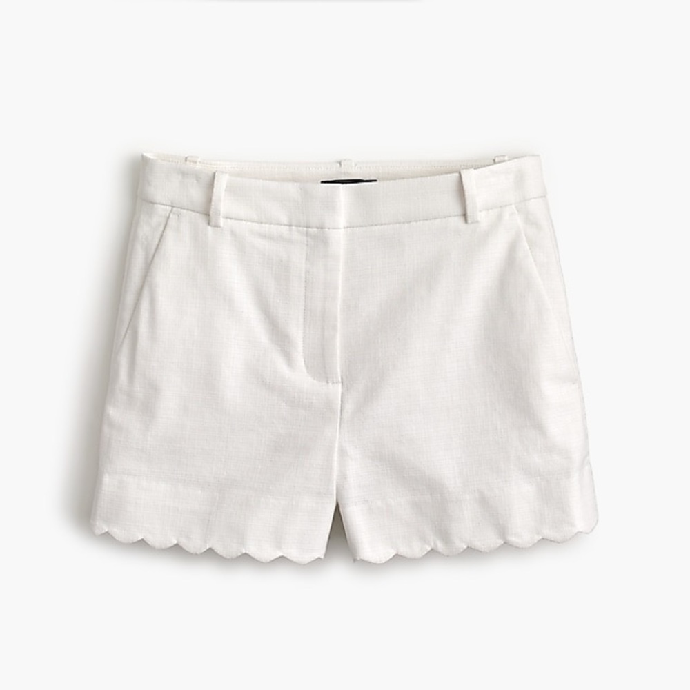 NWT 4” J.Crew White Scalloped Shorts